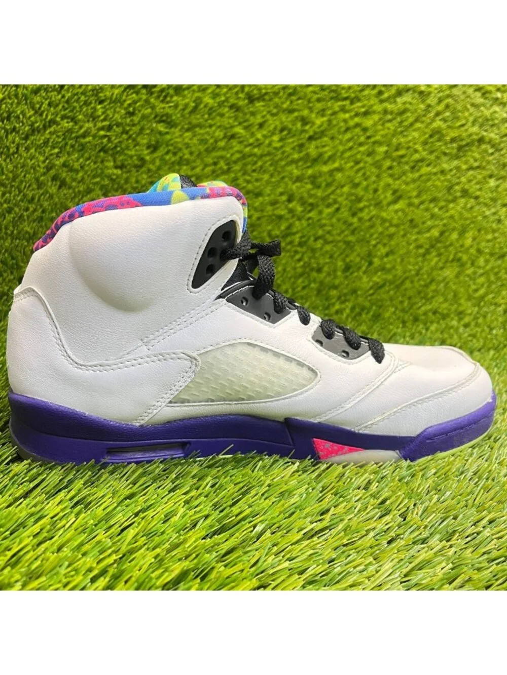 Nike Air Jordan 5 Retro GS Girls Size 6.5Y White Pink Basketball Shoes Sneakers